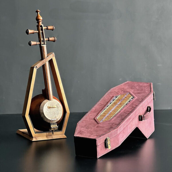 Persisches Kamancheh-Hartschalenetui, elegant handgefertigt aus Holz und Leder