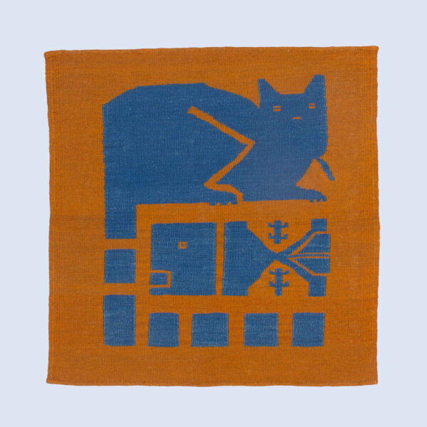 Echtheitszertifikat für persischen Woll Kelim Teppich handgewebt bildlich Katze und Fisch