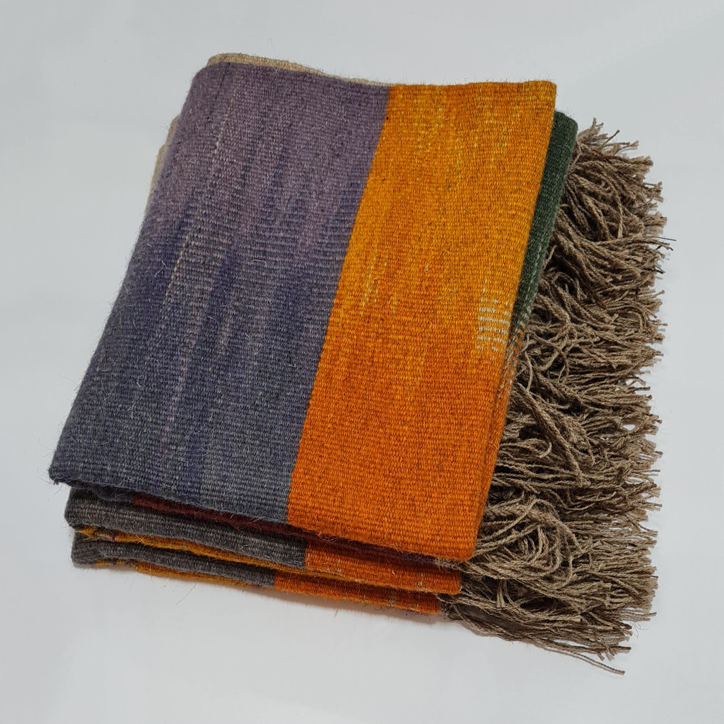 Persischer Woll Kelim Teppich handgewebt in Lorestan gestreift orange