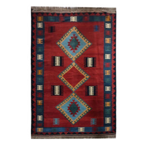 Persischer Woll Kelim Teppich handgewebt in Shiraz Soumak rot