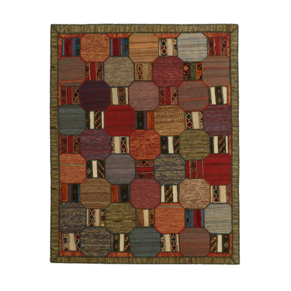 Persischer Patchwork-Kilim-Teppich handgewebt ziegelrot