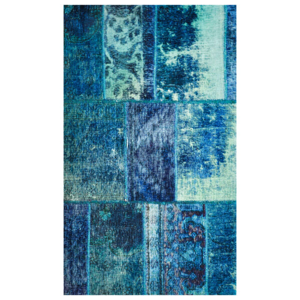 Persischer handgeknüpfter Patchwork-Teppich blau