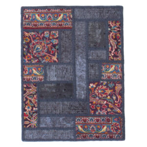 Vintage persischer handgeknüpfter Patchwork-Teppich marineblau