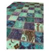 Persischer handgeknüpfter Patchwork-Teppich kariert blau