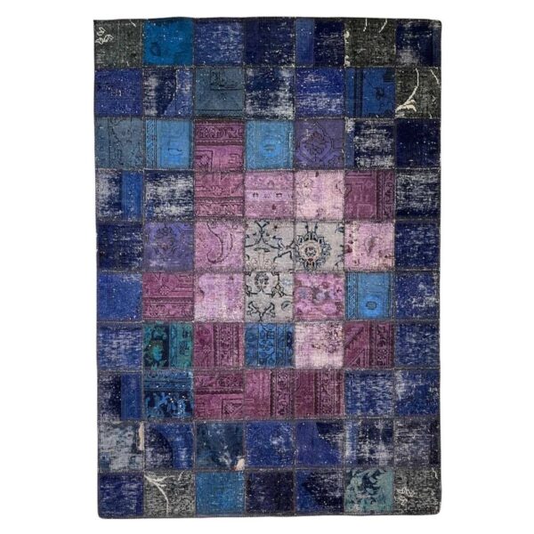 Persischer handgeknüpfter Patchwork-Teppich marineblau