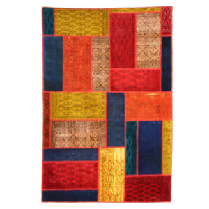 Vintage persischer handgeknüpfter Patchwork-Teppich geometrisch