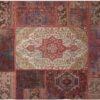 Vintage persischer handgeknüpfter Patchwork-Teppich Toranj rot