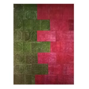 Vintage persischer handgeknüpfter Patchwork-Teppich pink & grün