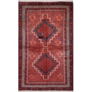 Vintage persischer handgeknüpfter Patchwork-Teppich tribal rot