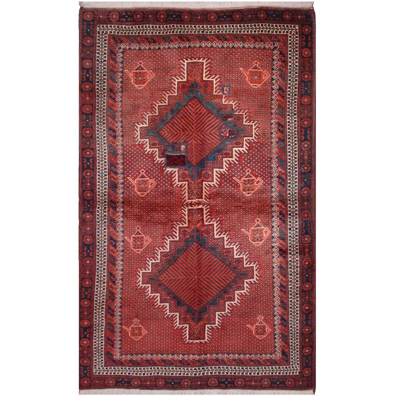 Vintage persischer handgeknüpfter Patchwork-Teppich tribal rot
