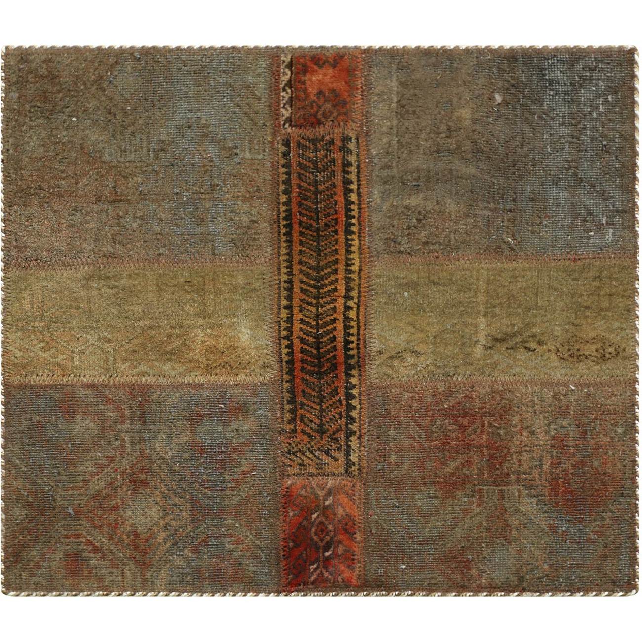 Vintage persischer handgeknüpfter Patchwork-Teppich grün