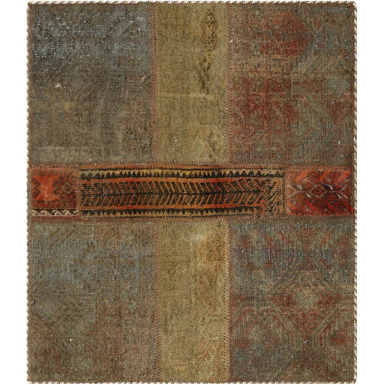 Vintage persischer handgeknüpfter Patchwork-Teppich grün