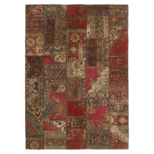 Vintage persischer handgeknüpfter Patchwork-Teppich rot