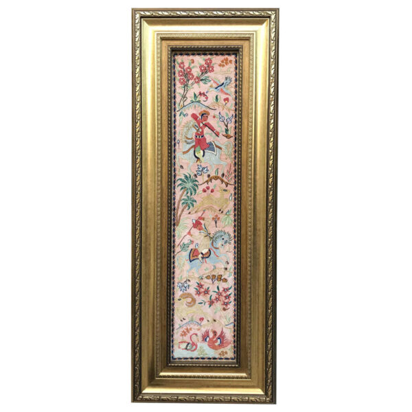 Handgeknüpfter persischer Bildteppich aus Qom, der eine Jagdszene darstellt