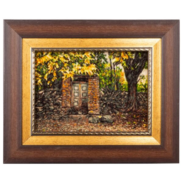 Handgeknüpfter persischer Bildteppich, der einen Garten darstellt