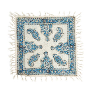 Persische Tischdecke: Isfahans Traditioneller Kalamkari Blockdruck Blau