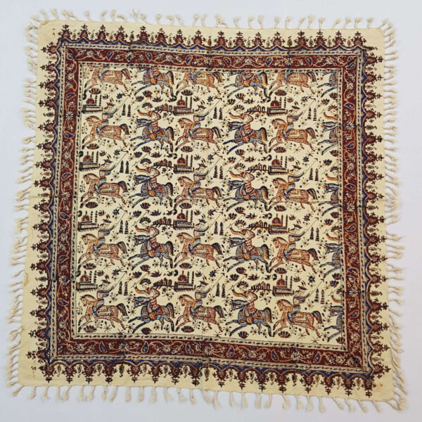 Persische Tischdecke: Isfahans Traditioneller Kalamkari Blockdruck Pferd