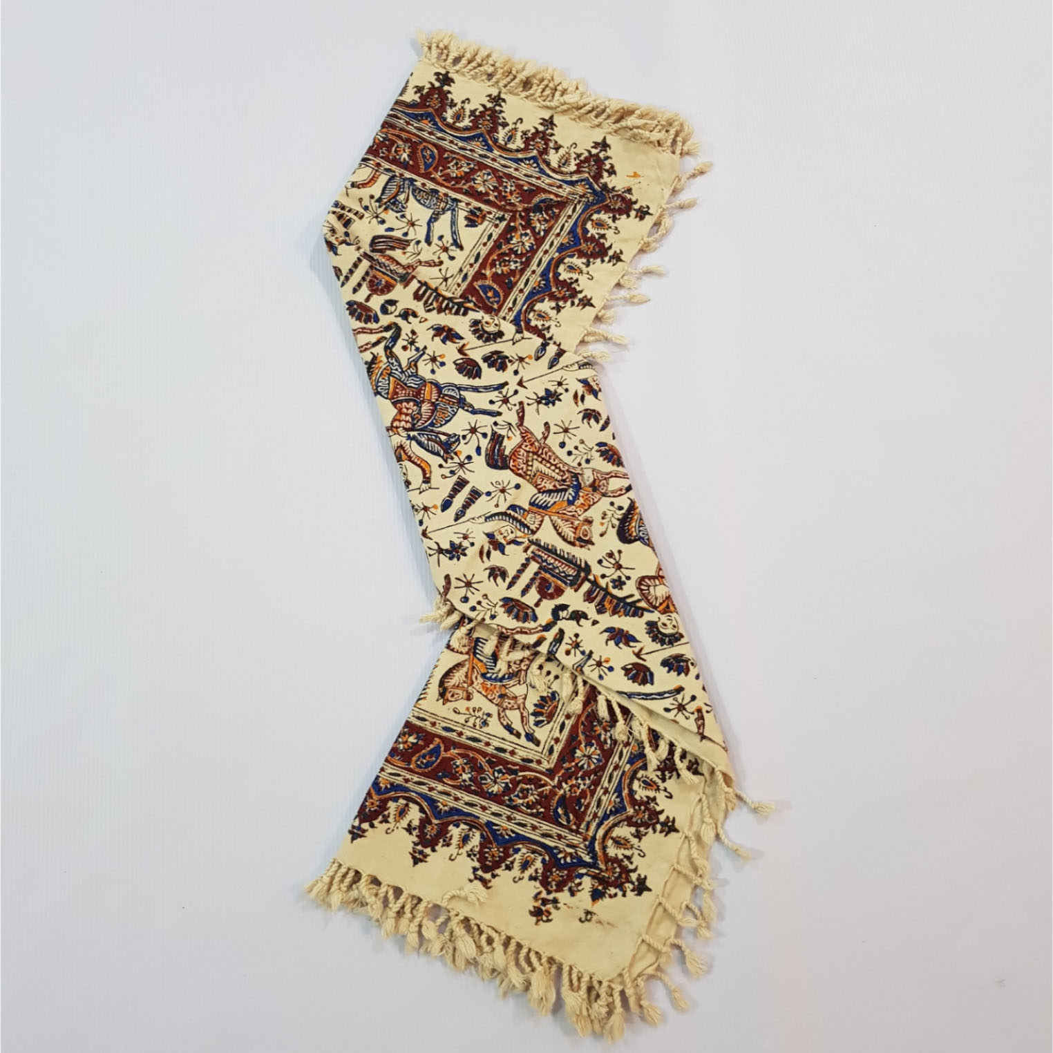 Persische Tischdecke: Isfahans Traditioneller Kalamkari Blockdruck Pferd