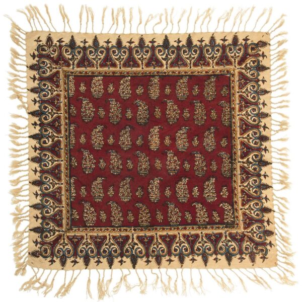 Persische Tischdecke: Isfahans Traditioneller Kalamkari Blockdruck Rot II