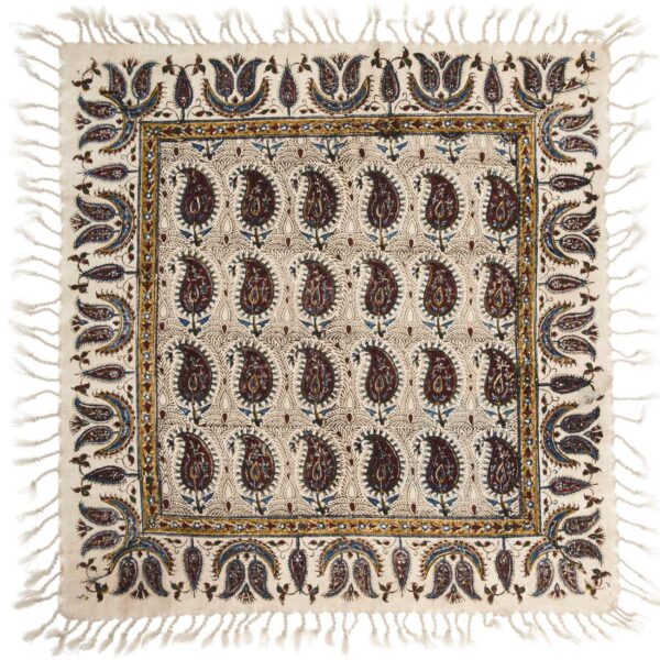 Persische Tischdecke: Isfahans Traditioneller Kalamkari Blockdruck Vira