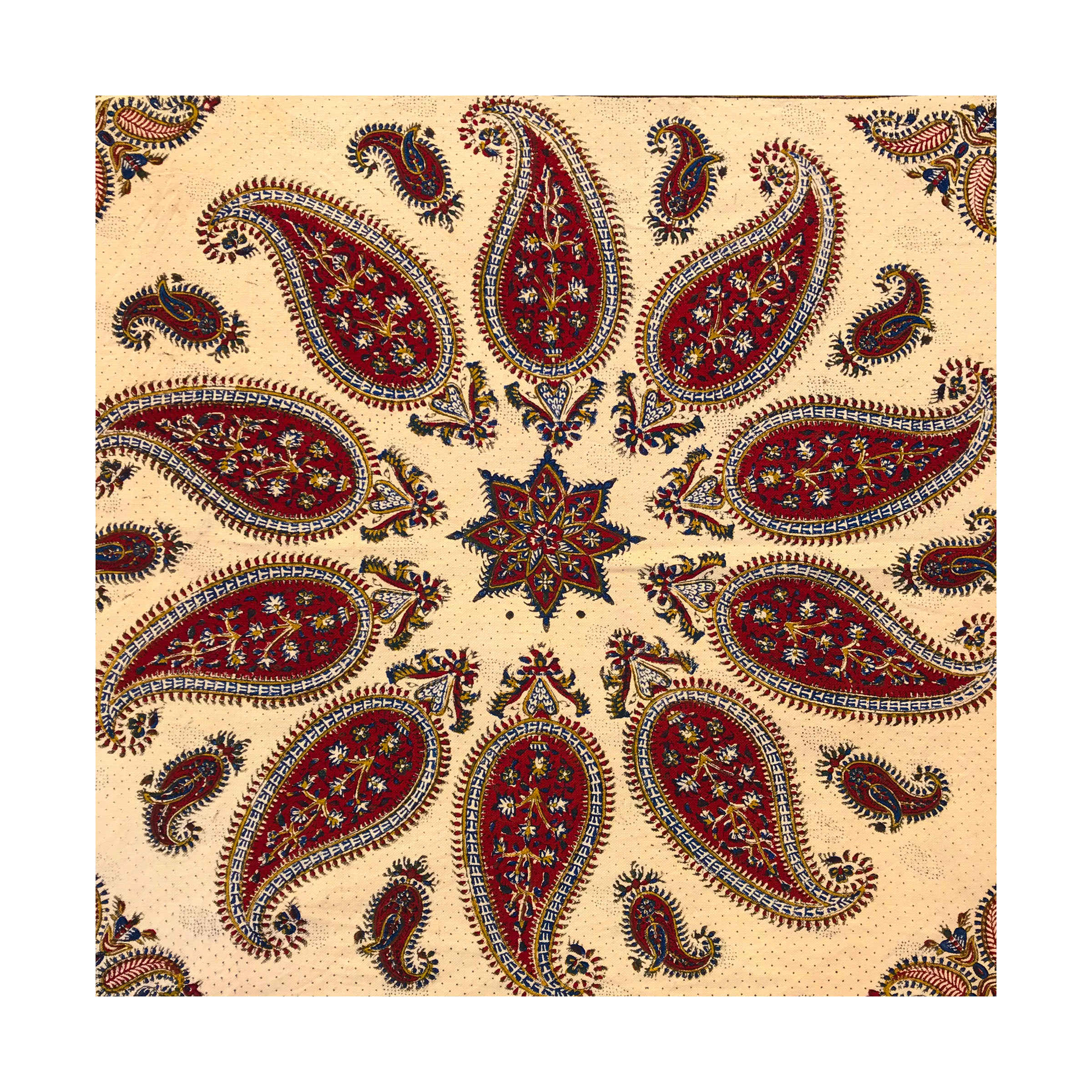 Persische Tischdecke: Isfahans Traditioneller Kalamkari Blockdruck Gelb