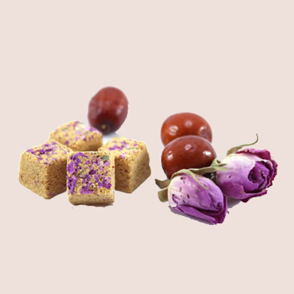 Natürlicher Zuckerersatz - Rote Dattelwürfel mit Damaszener Rosenblättern 750 Gramm