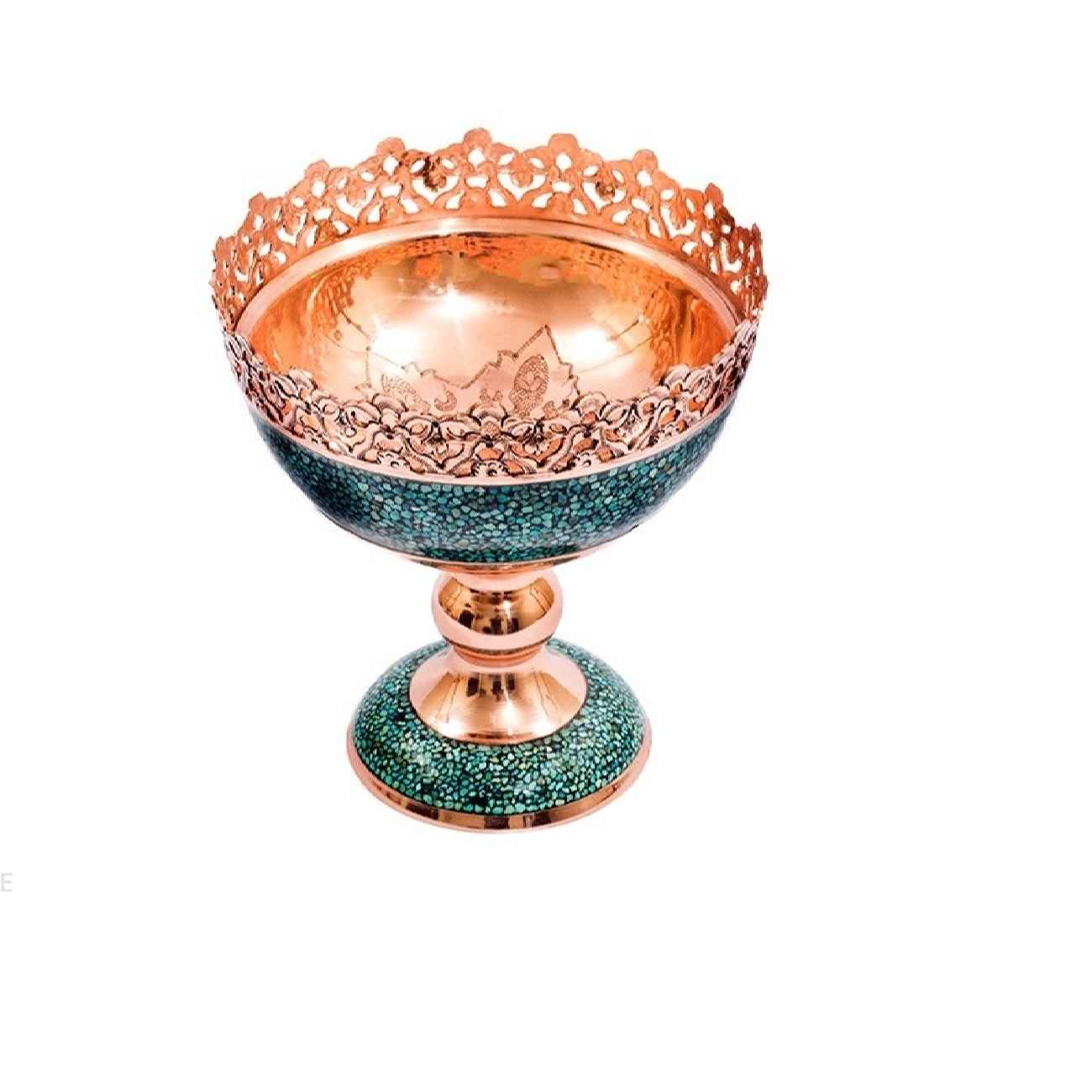 Schatzhaftes persisches handwerkliches Geschenkset Türkis-Einlegearbeit Teller & Nuss-Schale