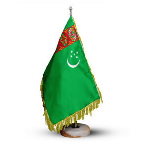 Turkmenistan Tischflagge mit Steinbasis