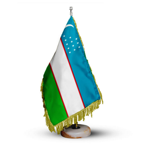 Usbekistan Tischflagge mit Steinbasis