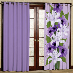 Gedruckter Samt Ösenvorhang – Floral Lila (200×140 cm)
