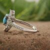 Handgefertigter persischer Silberring für Damen mit Neyshabur Türkis