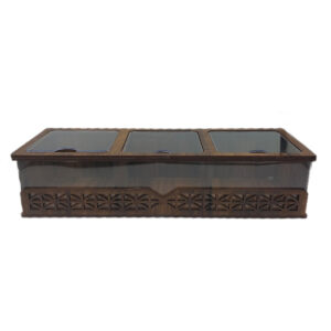 Holz-Teebeutel-Organizer-Box mit 3 Fächern, multifunktional
