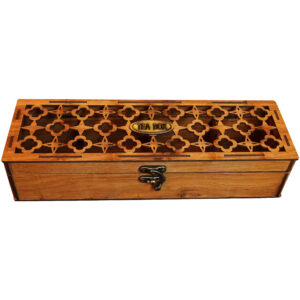 Holz-Teebeutel-Organizer-Box mit 4 Fächern im klassischen braunen Design