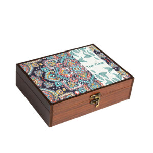 Holz-Teebeutel-Organizer-Box mit 4 Fächern im traditionellen persischen Design