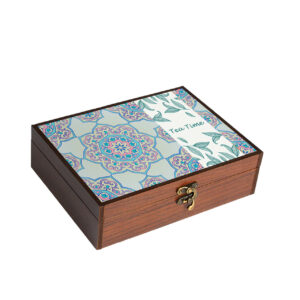 Holz-Teebeutel-Organizer-Box mit 4 Fächern und persischer Eleganz