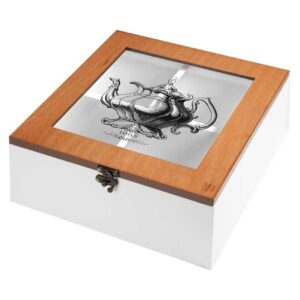 Holz-Teebeutel-Organizer-Box mit 4 Fächern und transparentem Deckel