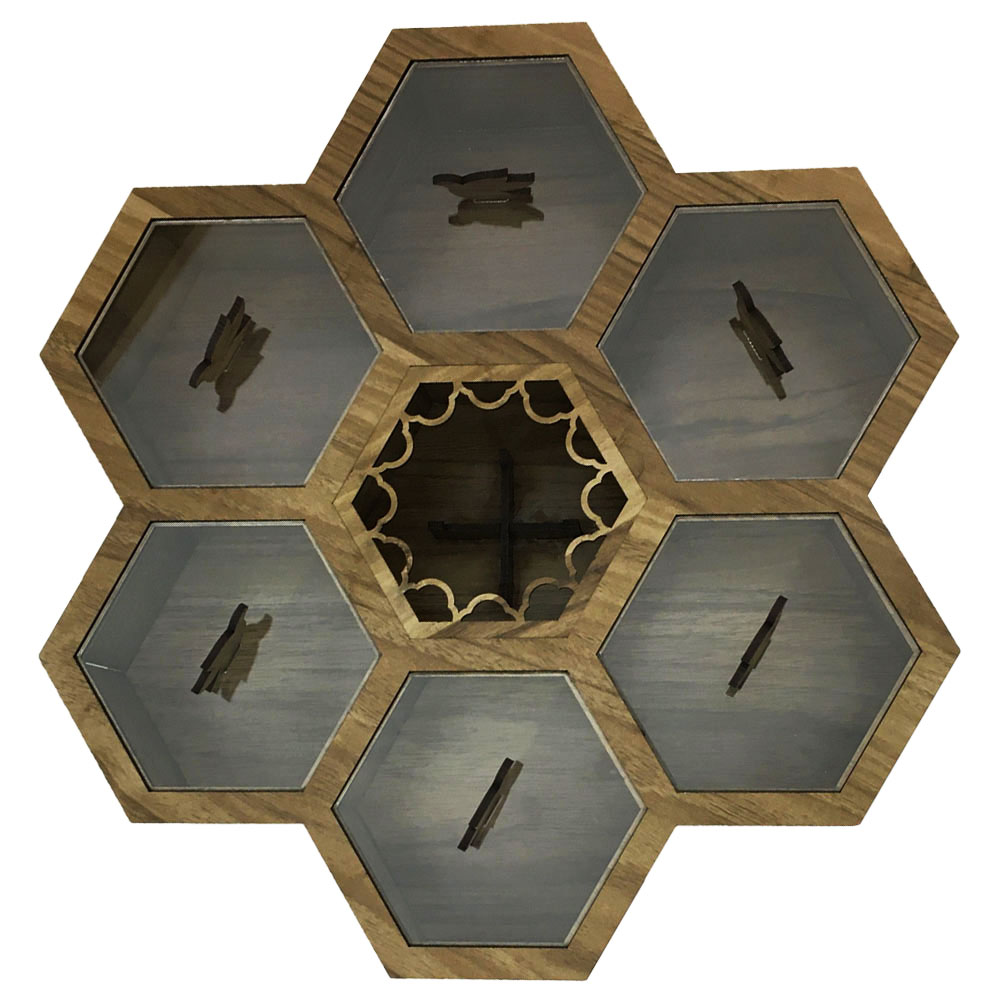 Holz-Teebeutel-Organizer-Box mit 6 Fächern und Wärmer