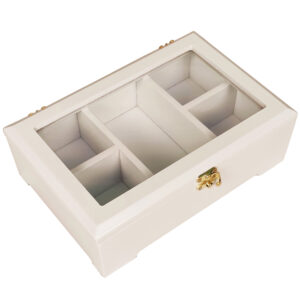 Holz-Teebeutel-Organizer-Box mit durchsichtigem Deckel
