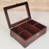 Holz-Teebeutel-Aufbewahrungsbox mit durchsichtigem Deckel