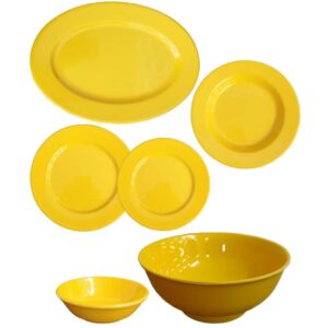 Gelbes Melamingeschirr-Set für 6 Personen – Bruchfest