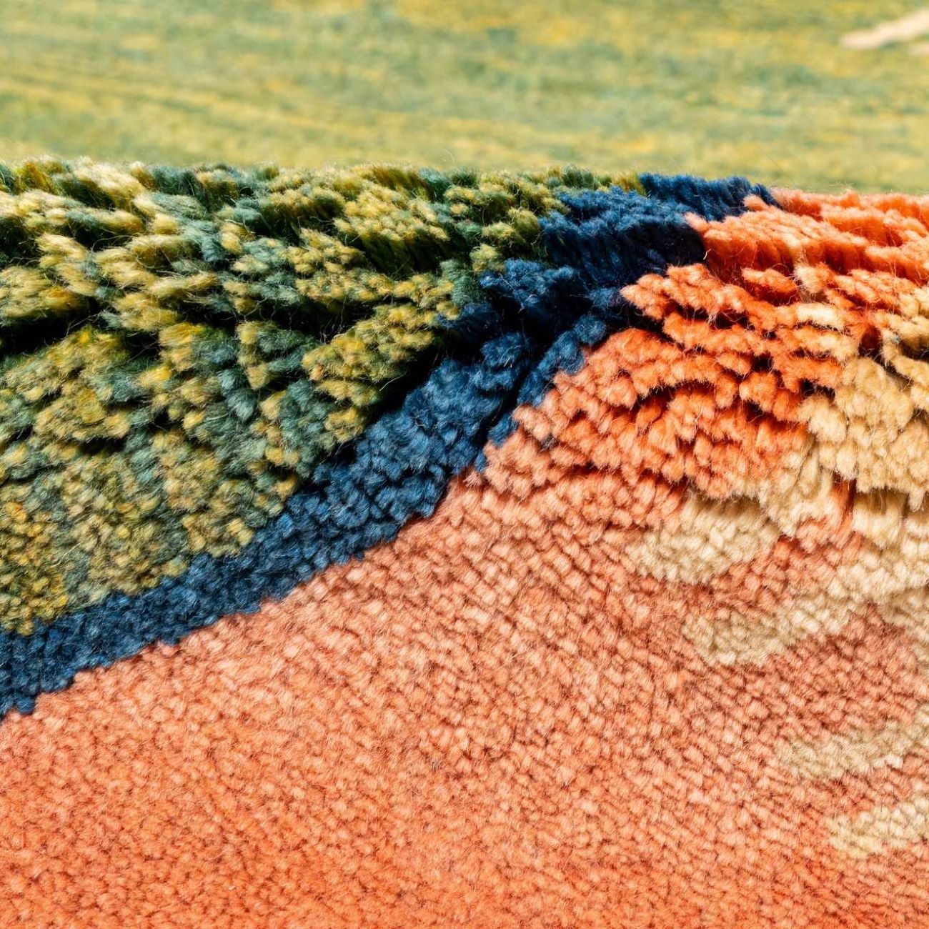 Echter persischer Gabbeh-Wollteppich handgewebt in Fars geometrisch