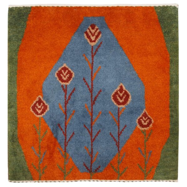 Echter persischer Gabbeh-Wollteppich handgewebt in Shiraz floral blau