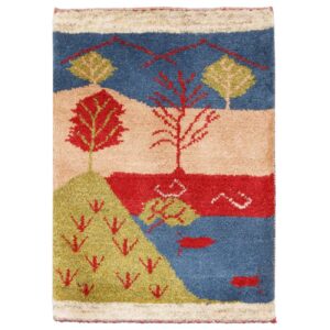 Echter persischer Gabbeh-Wollteppich handgewebt in Shiraz Baum-Motive