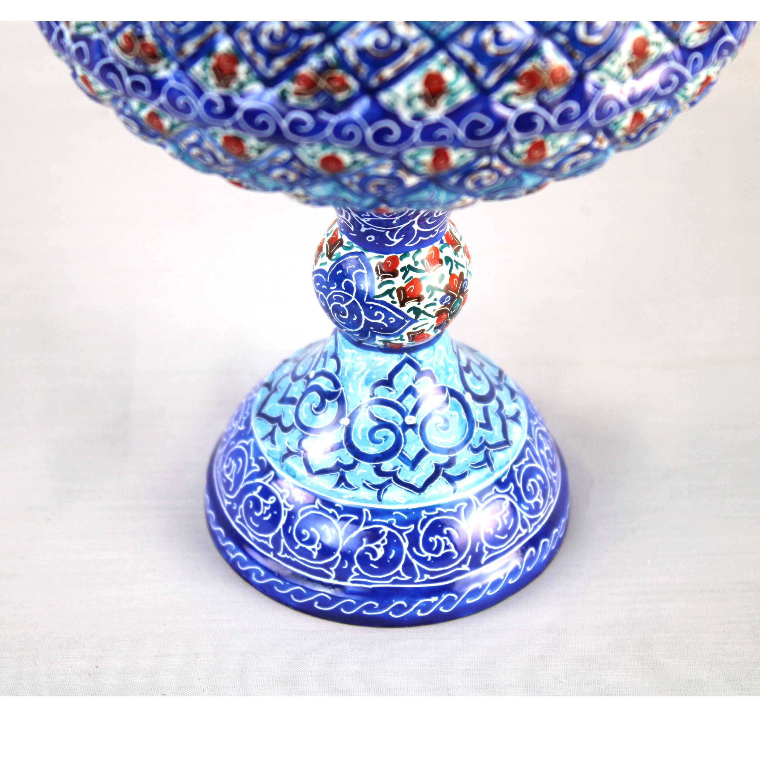 Handgefertigte persische Zuckerschale aus Kupfer mit Deckel – Minakari emailliert Shams