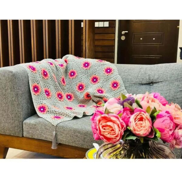 Häkelwurfdecke für Sofa und Bett, Floral Bohemian