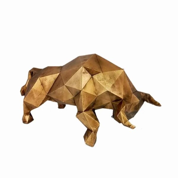 Geometrische Büffelfigur im Kubismus-Stil Golden - Stilvoller Akzent