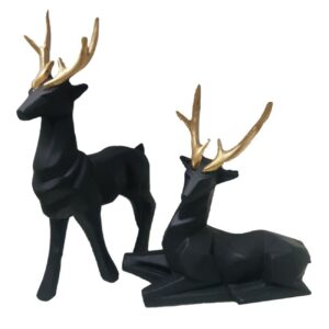 Geometrische Goldene Hund Cubismus Figur 3-teilig – Sammler-Kunstskulptur Set