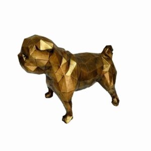 Geometrische Hundefigur im Kubismus-Stil Schwarz – Modernes Kunstwerk
