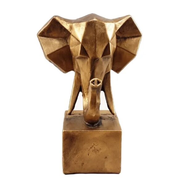 Geometrische Goldene Nashorn Cubismus Figur – Künstlerisches Highlight
