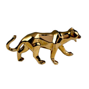 Geometrische Tigerfigur im Kubismus-Stil Golden – Moderne Kubistische Figur